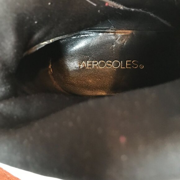 AEROSOLES Wedge Knee HIgh Black Suede Boots Womens 9.5 - Picture 7 of 12